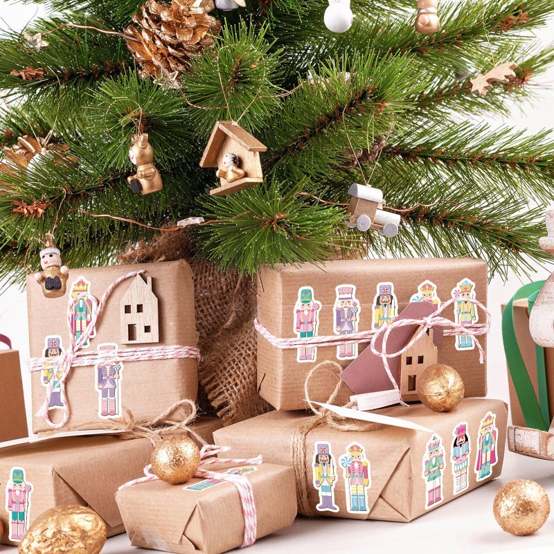 وولاين Whaline 1000 جهاز كمبيوتر شخصى عيد الميلاد ملصقات كسارة البندق لفة الوردي الكرتون كسارة البندق ملصقات ذاتية اللصق لعيد الميلاد عيد ميلاد عطلة سجل القصاصات مجلة ديكور المغلف، 8 تصاميم - Image 4